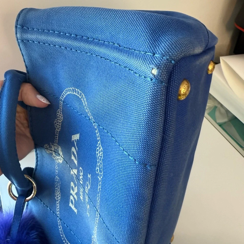 Prada Royal Blue Canvas Tote - Picture 8 of 12